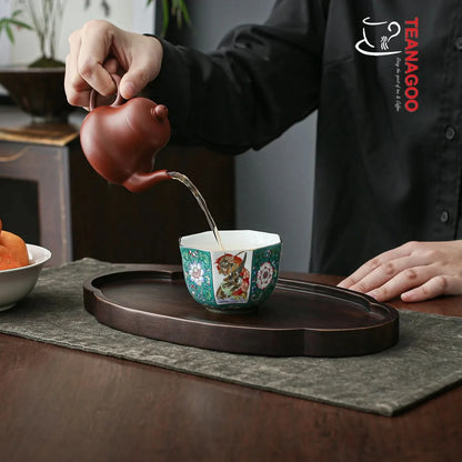 handmade Chinese enamel porcelain octagonal tea cup 145ml