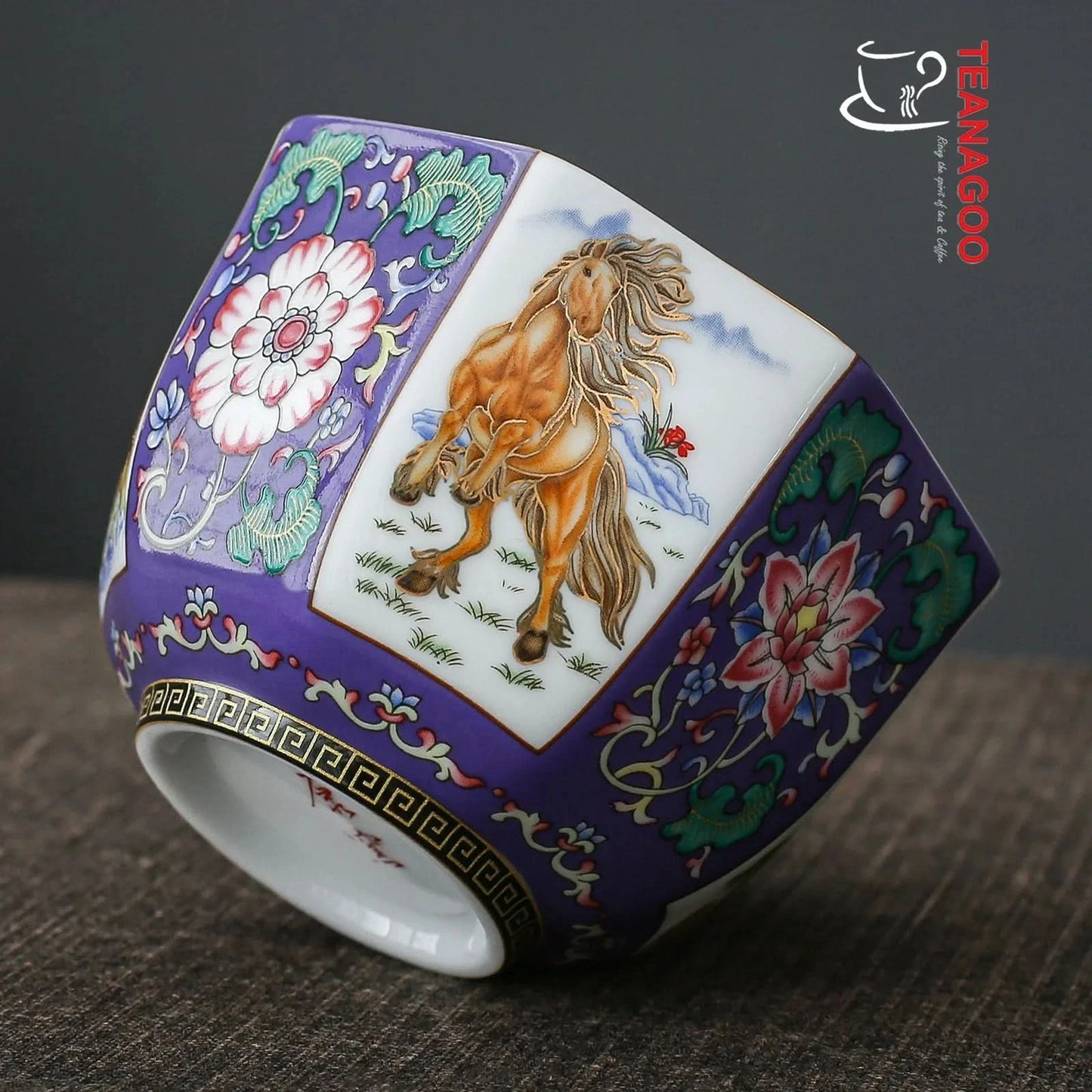 handmade Chinese enamel porcelain octagonal tea cup 145ml